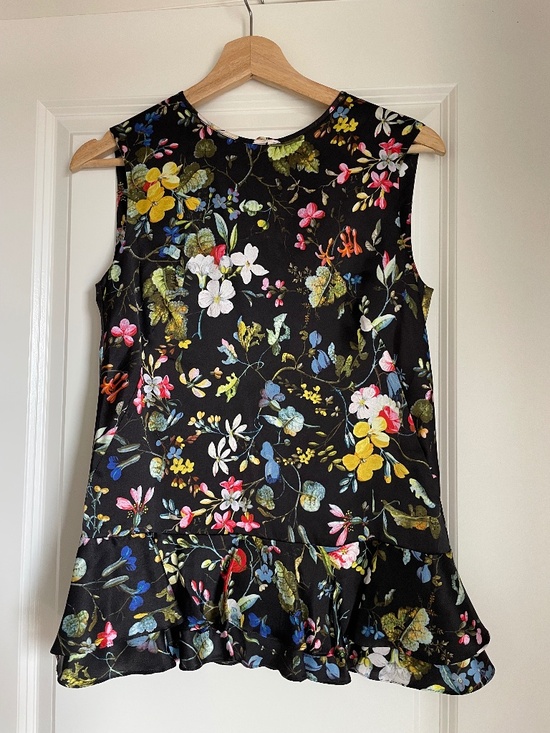 ERDEM Tops - ERDEM Frine Black Floral Sleeveless Silk Top (US 4 / UK 8)